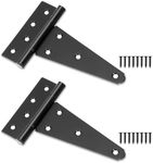 6 Inch T-Strap Shed Door Hinges, 2 Pack Heavy Duty Tee Hinge, T-Gate Hinges, Gate Strap Hinges, Black Wrought Hardware for Wooden Fences, Barn Door, Shed Doors