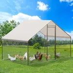 GarveeLife Large Metal Chicken Coop, Chicken Coop Run, Outdoor Chicken Pen with Waterproof & Anti-UV Cover, Large Chicken Coop or Outdoor Farm Yard (9.8' L x 6.6' W x 6.6' H)