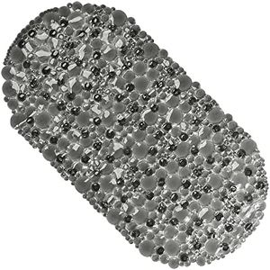Bubbles Non-Slip Oval Bathtub Mat Clear Grey 28 L X 15 W