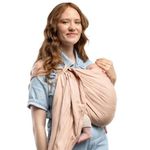 Linen Boba Ring Sling Baby Carrier Newborn to Toddler - Lightweight & Breathable Bamboo Viscose Blend Baby Sling Carrier, Hip-Healthy Baby Wrap Carrier for Front & Hip Carry, 8-35 lbs (Peony)