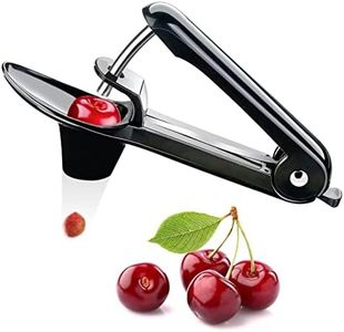 LAH Kitchen Cherry Pitter Tool Pit Remover - Stainless Steel Olive Pitter Tool- Simple & Effortless Cherry Seed Remover - Easy No Mess Cherries Pitter - One Click The Pit is Out (Black)