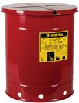 Justrite 09510 Galvanized Steel Oily Waste Safety Can with Hand Operated Cover, 14 Gallon Capacity, Red