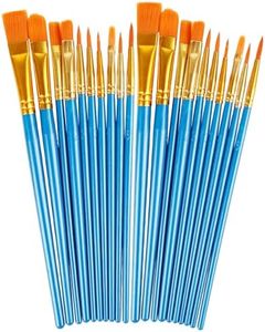 Paint Brushes Set, 2 Pack 20 Pcs Round Pointed Tip Nylon Hair Acrylic Paint Set, Oil Watercolor Brushes for Face Painting, Canvas, Rock Painting, for Beginners and Artists, Blue