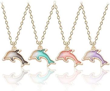 MingJun 4 collares con colgante de delfín de dibujos animados para mujeres y niñas, Metal