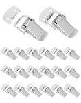 QWORK Spring Loaded Toggle Latch Hasp, 20 Pcs Stainless Steel Locking Buckle Latches, Tension Lock Hasp,Toolbox Box Buckle Hasp Clip for Cabinets, Boxes, Suitcases, Toolboxes, Silver