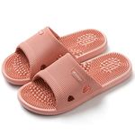 Acupressure Massage Slippers for Plantar Fasciitis for Women Acupuncture Slippers Arthritis Neuropathy Pain Relief Non-Slip Massage Sandals Women Stress Relief Gifts for Bath (Pink, Us Women 7.5-8)