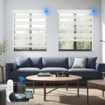 Blindify Motorized Zebra Blinds with Remote, Work with HomeKit Alexa, Light Filtering Window Blinds for Modern Homes Cordless Shades Customsize(80% Blackout 0ceanwaye White)