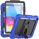 SEYMCY Case for iPad 10th Generation Case 10.9 inch 2022, 3 Layer Full Body Drop Shockproof Case with Folding Stand, Screen Protector, Pencil Holder for iPad 10 Case 10.9" A2696/A2757/A2777, Blue