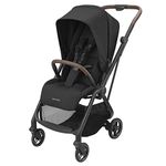 Maxi-Cosi Leona Compact Stroller, compact fold, travel stroller, reversible seat, adjustable back rest, use with mico infant car seat to make a travel system (sold separately), Essential Black