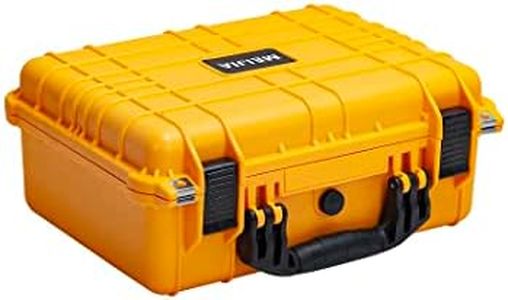MEIJIA Portable All Weather Waterproof Camera Case with Customizable Fit Foam,Fit Use of Drones, Camera, Equipments, Pistols,15.98x12.99x6.85inches(Yellow)