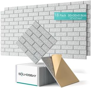 Soundsbay Akustikplatten selbstklebend 18 Stück, Schalldämmung Schallschutz Wand hoher Dichte Ziegeltyp Schallschutzplatten für Akustische Behandlung und Wanddekoration 30x30x0.9cm (Grau)