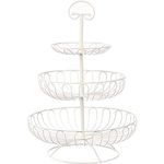 Juvale 3-Tier Metal Fruit Basket for Kitchen, Countertop, Dining Table Centrepiece, White, 46 cm Tall