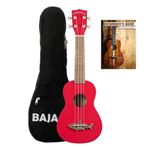 Kala MK-SS Makala Soprano Ukulele with Vintage Satin Finish with Bajaao Soprano Ukulele Gig Bag and E-Book - Red