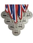 10 Pack of Silver Race Car Derby Medals Trophy Award with Neck Ribbons cub Scout Scouting Winner Champion