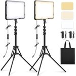 2 Pack LED Video Light Kit with 63'' Tripod Stand, Obeamiu 20W Photography Lighting Kit 2500-8500K Studio Light for Content Creation, Video Recording, Game Live Streaming, YouTube Vlogging, Zoom Calls