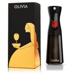 FLAIROSOL OLIVIA Oil Sprayer for Cooking, 200ml Glass Olive Oil Sprayer, Continuous Cooking Spray Dispenser with Portion Control for Kitchen, Air Fryer, Salad, BBQ (Black Bottle, Gold Print)