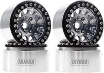 INJORA 4PCS 1.9 Inch Metal Wheel Rim Beadlock Wheel Hub for 1:10 RC Rock Crawler Axial SCX10 pro SCX10 II III TRX4 D90 VS4-10 Redcat Gen 8 7 Pro Enduro(Black&Grey)