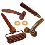 Master arts shisham Wood back/neck/face/head/Hand/legs Massager Roller Body Stress releif Acupressure Acupuncture Cutter Manual Massagers (set of 5) best massager kit, wooden massager (Pack of 6)