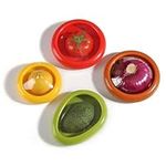 MLKLDOU 4Pcs Fruit and Vegetable Storage Containers - Avocado Tomato Lemon Onion Box，Reusable Food Storage Box Vegetable Fruit Storage Preservation Box Kitchen Gadgets