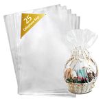 Large Cellophane Bags for Hampers - 100cm x 70cm Clear Hamper Wrapping - Cellophane Wrap for Gift Wrapping, Hamper Baskets, Flower Arrangements and Food Packaging (25 Pack)