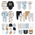 The Peanutshell Newborn Clothes & EssentIals Set, 30 Piece Baby Layette Gift Set, 0-3 Month Outfits, Safari