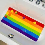 BOPPIE Silicone Bath Mat for Tub Non Slip Non-Slip Shower Mats for Tub Kids,Anti-Slip-Resistant Bathtub Tub Mats Bathroom Mat XL Large Bath Mat 35X15 Inches (Rainbow)