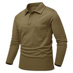 JHMORP Men's Golf Shirts Long Sleeve Dry Fit Light Casual Work Tennis Polo T-Shirts with Collar Pocket (Brown,CA L)