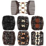 Dadabig 7 PCS Beaded Hair Combs, Stretchy Double Hair Comb Elastic Comb Double Hair Combs Clips Hair Clip Stretchy for Women Girls Hair Accessory DIY Hair Styling Tool, 7 Styles