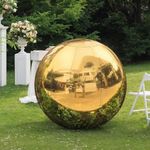 VEBESYET Gold Inflatable Mirror Ball 0.6m Reusable Large Event Decoration Balloon PVC Giant Bubble Balloon For Party, Wedding, Decor (1 Piece, 23.6in)
