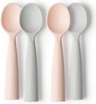 Miniware Silicone Baby Spoon for Training - BPA Free Baby Utensils - Baby Spoons Self Feeding 6 Months | 100% Food Grade Silicone - Modern & Dishwasher Safe Toddler Spoons (Grey and Peach, 2 Pack)