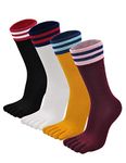 Women's Toe Sock Striped Ankle Five Finger Socks Athletic Toe Socks for Girls 4/5 Pairs