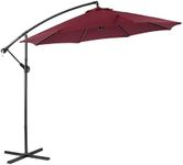 DlandHome 9ft Patio Umbrella With 8 Ribs, Outdoor Market Table Umbrella, Outdoor Solar Umbrella Sun Shade for Garden Balcony, Red