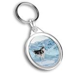 1 x Photo Keyring - Siberian Husky Winter Ice Sled Dog |Keychain|Keyring|Charm| #46298