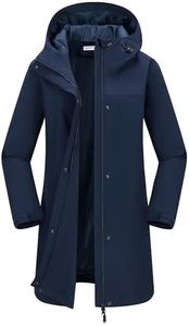 33,000ft Women's Waterproof Long Rain Coats with Mesh-Lind Breathable Rain Jacket with Hood Trench Coats Windbreaker