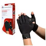 Thermoskin Osteoarthritis Gloves Fingerless Compression Gloves with Trioxon Thermal Lining Pain Relief Arthritis Anatomically Shaped for Men and Women Black 1 Pair, black, XS