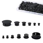 SAVITA 6 Sizes Plastic Hole Plugs, Black Srew Hole Plugs Plastic Cabinet Hole Plugs Assorted for Kitchen Cabinet Furniture, 3/16", 1/4", 5/16", 3/8", 1/2", 1" (155pcs)