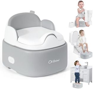 Orzbow 3-in-1 Potty Training Toilet, Detachable Baby Potty, As Toddler Toilet Seat, Chair, Step Stool for Boys & Girls 18+ Months, Potty Training Seat with Splash Guard, Lid, Easy Clean, Gray