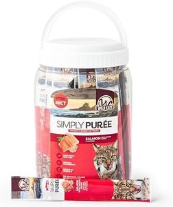 Wild Eats Simply Puree Salmon with Ancient Grains Tub for Cats | 48 Individual Servings | High-Protein, Grain-Enriched Cat Treat | All-Natural, No Artificial Additives | Smooth and Delicious Puree