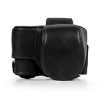 MegaGear MG2006 Ever Ready Genuine Leather Camera Case Compatible with Sony ZV-E10(16-50mm) (Black)