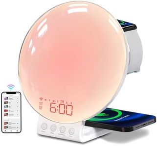 MOMILLA White Noise Sound Machine- Smart Sunrise Alarm Clock with Wireless Charging Station, Compatible with iPhone/Apple Watch/Airpods, App Control Sunrise Lamp Night Light, Gifts for Kids & Adults