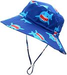 Home Prefer Kids UPF50+ Boys Sun Hat Breathable Wide Brim Girls Bucket Hat for Beach Summer Play Hat (8-12 Years, Shark)