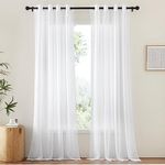 NICETOWN White Sheer Curtains 96 inches Long Privacy for Living Room, Home Decoration Grommet Top Semi Sheer Long Window Curtain 2 Panels Breathable Elegant for Bedroom (2 Pcs, 54 W x 96 L, White)