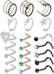 D.Bella 18G Nose Rings For Women Nose Piercings Jewelry Hypoallergenic Nose Rings Hoops L Shaped Nose Studs Screw 8mm Hoop Nose Ring
