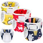 SlowTon Reusable Dog Diapers Female - 3 Pack Washable Female Dog Diapers for Heat with Adjustable Buttons, Super-Absorbent for Puppy Pets Period Excitable Urination Incontinence(Animal,X-Small)