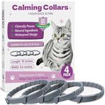 Soother Cats Calming Collars for Anxiety & Stress Relief, Adjustable Pheromone Band, Rapid Comfort Effect, Drug-Free, Lavender-Free, Natural Formula, 4 Pack -Grey