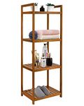 Utoplike Teak Wood Bathroom Shelf Freestanding, Standing Shelf Units, Bathroom Floor Shelf Organizer Stand, 4 Tier Storage Shelves for Bathroom, Kitchen, Office