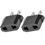 US/CA Travel Adapters, 2 Pack 2-Prong to 2-Prong EU European to US/CA Plug Adapter-Type A, Universal Power Jack Wall Plug Travel Essentials from Europe/Asia to USA/Canada (Black, 2 Pack)