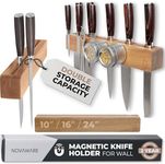 Premium 16 inch Magnetic Knife Holder for Wall with Double Storage & Charming Wood - Knife Magnetic Strip, Knife Magnet, Magnet Knife Holder Strip, Magnetic Knife Strip Knife Rack Kitchen Knife Holder