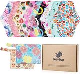 Rovtop Reusable Sanitary Towels Pads（10 Packs,25.4cm）,Menstrual Panty Pads,Washable Sanitary Towel, Washable Sanitary Pads Panty Liners+ 2 Mini Carry Bag Gift Box Set