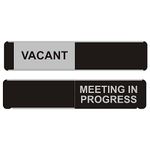 SSECO Sliding Aluminum Sign 10"X 2" Messaging, Vacant/Meeting in Progress (OF139-255X52)